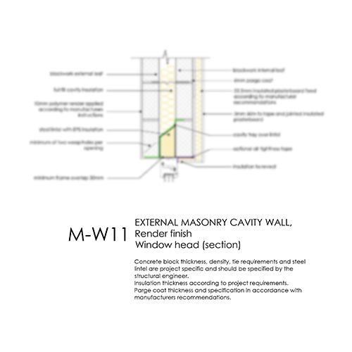 MW11 masonry cavity wall window head detail