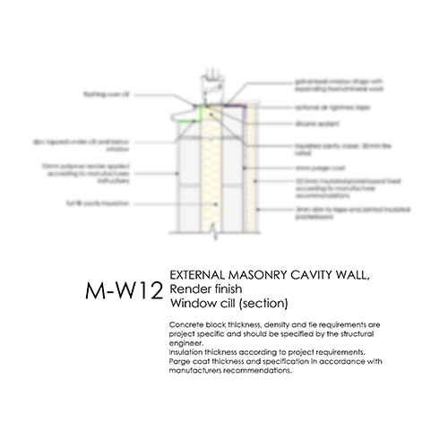 MW12 masonry cavity wall window cill detail