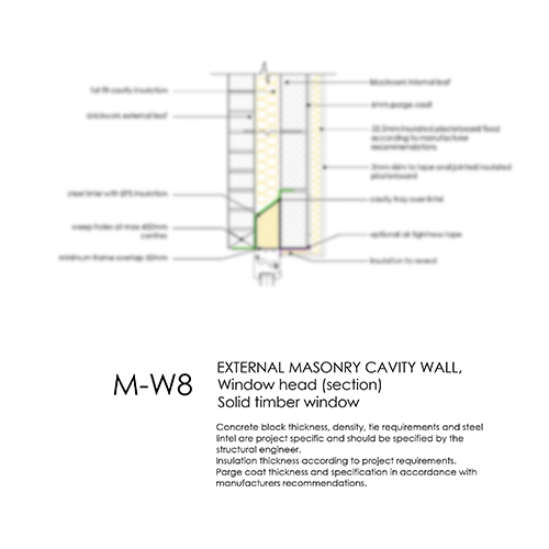 MW8 masonry cavity wall window head detail