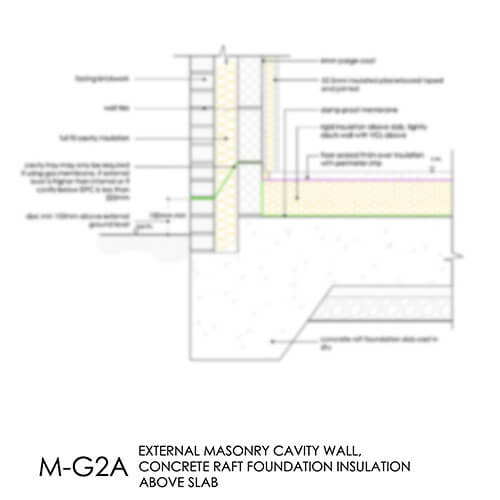 MG2A R1 raft foundation detail insulation above slab