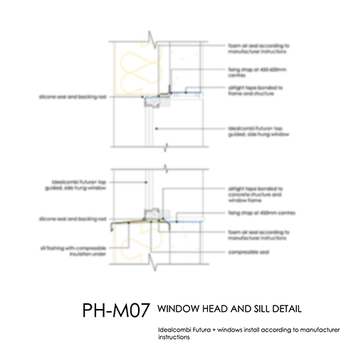 PHM07 Passivhaus window head and sill detail
