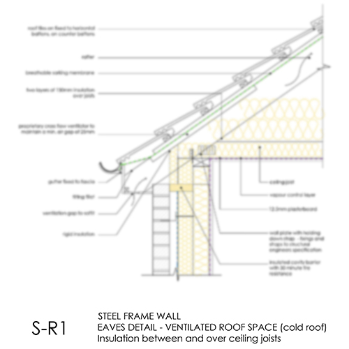 SR1 steel frame eaves detail
