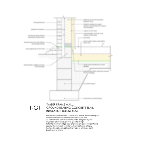 T-G1 timber frame wall foundation detail