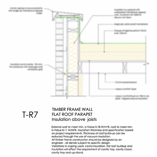 TR7 timber frame flat roof parapet detail