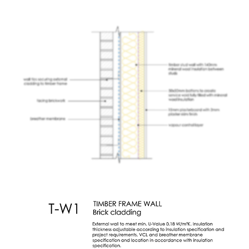 TW1 timber frame brick cladding detail