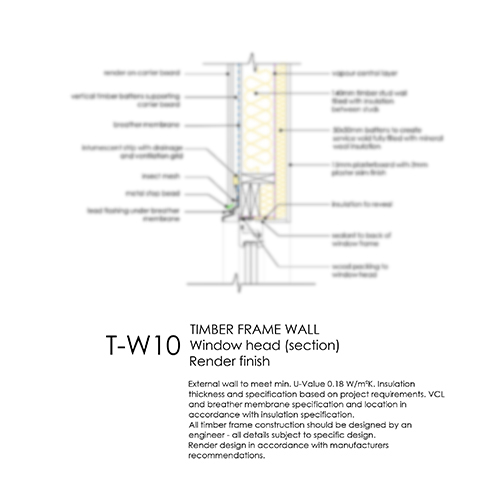 TW10 timber frame window head detail
