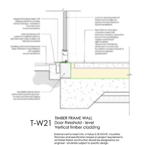 TW21 timber frame door level threshold detail